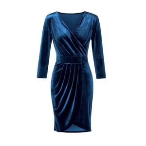 InsNova Velvet Bandage Wrap Cocktail Party Dress Size XL 3/4 Sleeve Dark Teal